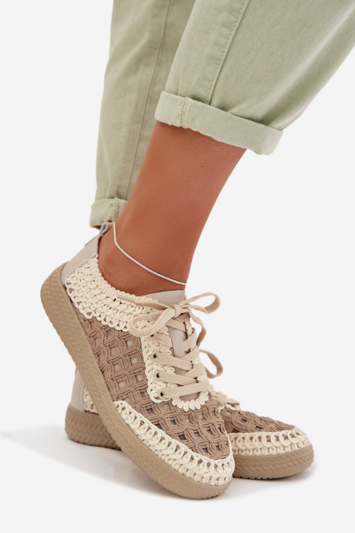 avec des écrits Peau chaussures Féminin D&A GR61-5951 beige