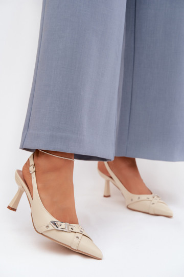 Sandales pour femmes avec des talons fins avec des bandes I avec boucles beige Parina 2