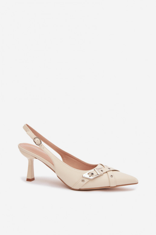 Sandales pour femmes avec des talons fins avec des bandes I avec boucles beige Parina