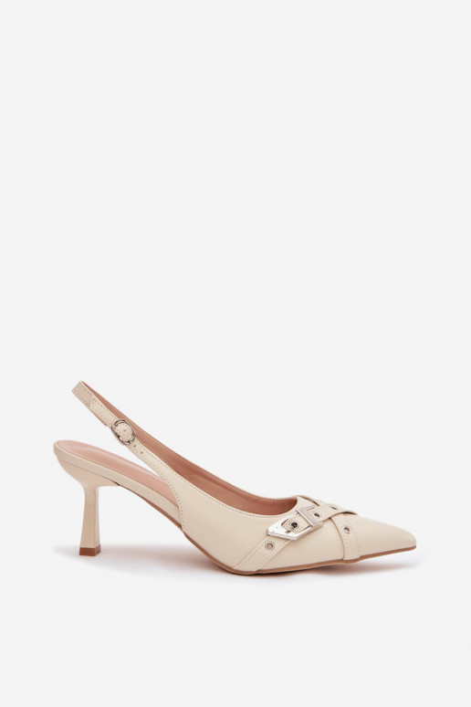 Sandales pour femmes avec des talons fins avec des bandes I avec boucles beige Parina