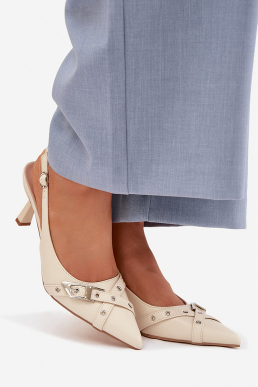 Sandales pour femmes avec des talons fins avec des bandes I avec boucles beige Parina