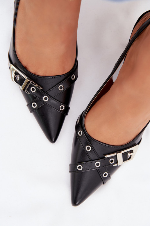 Sandales pour femmes avec des talons fins avec des bandes I avec boucles couleur noire Parina