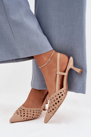 Sandales beiges à motifs pour femmes avec talons Selinae