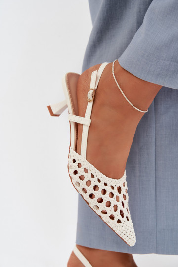 Sandales blanches à motifs pour femmes avec talons Selinae