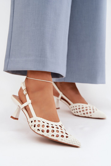 Sandales blanches à motifs pour femmes avec talons Selinae 2