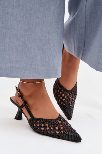 Sandales noires à motifs pour femmes avec talons Selinae