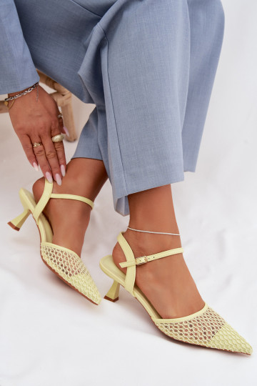 Sandales pour femmes à talons avec résille de couleur jaune Brilora