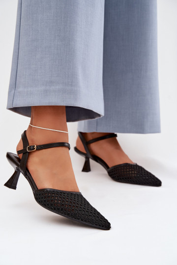Sandales pour femmes avec des talons avec maille couleur noire Brilora