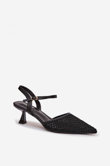 Sandales pour femmes à talons avec résille de couleur noire Brilora 2