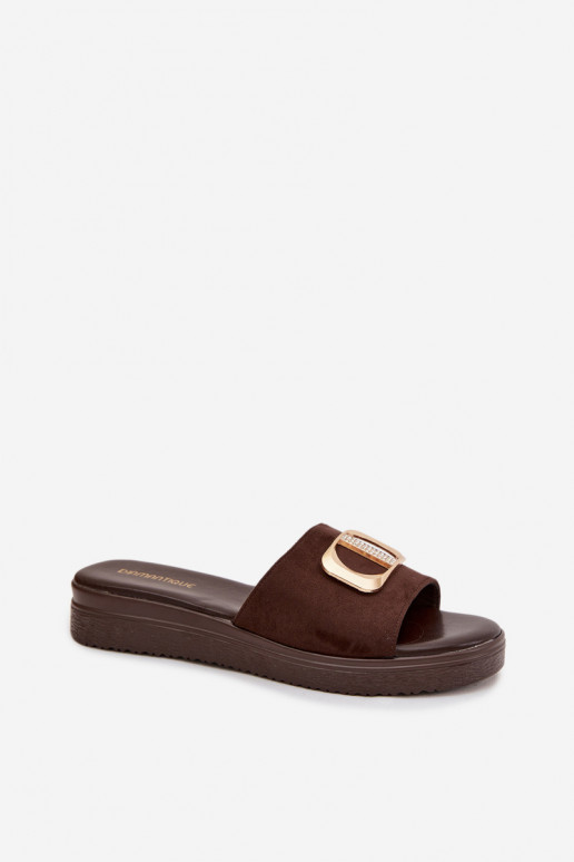 Pantoufles pour femmes Ze couleur doréem Detalem CzekoladoÀe Elmera