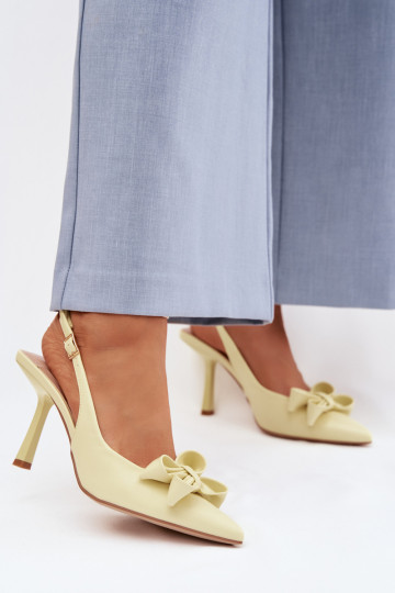 Sandales pour femmes à talons fins avec des nœuds de couleur jaune Jonera 2