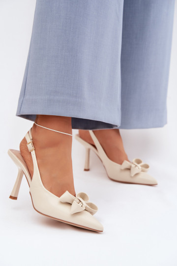 Sandales pour femmes avec des talons fins avec des rubans beige Jonera 2