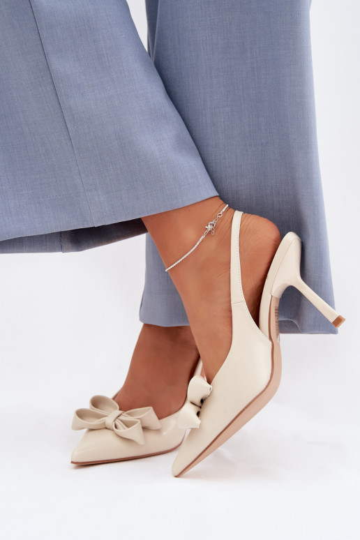 Sandales pour femmes avec des talons fins avec des rubans beige Jonera