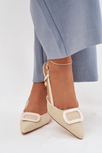 Sandales pour femmes à talons avec des éléments décoratifs de couleur sable Eslina 2