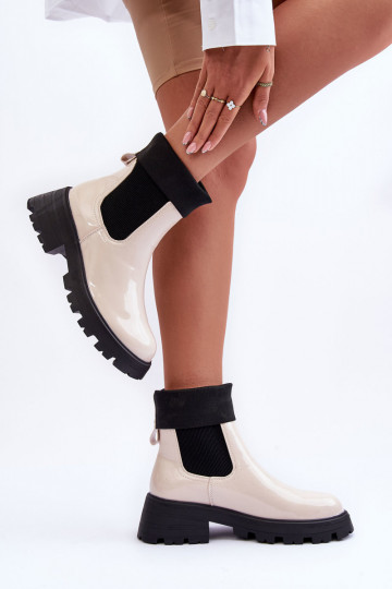 bottes élégantes avec effet vernis Féminin beige Pavo 2