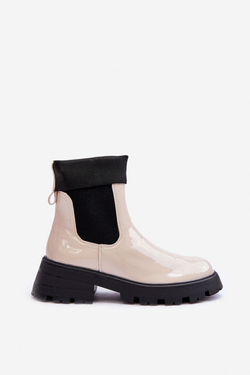 bottes élégantes avec effet vernis Féminin beige Pavo