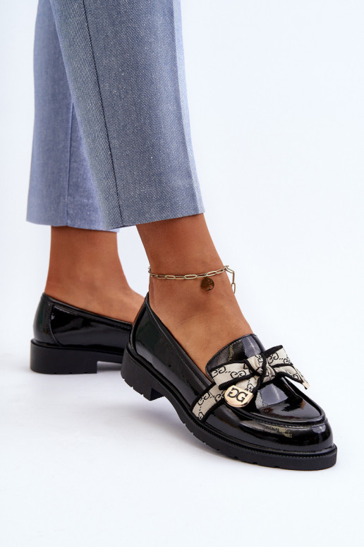 avec effet vernis Féminin chaussures Mocassins S.Barski HY330A couleur noire