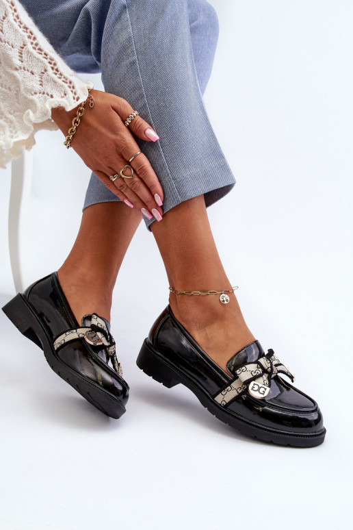 avec effet vernis Féminin chaussures Mocassins S.Barski HY330A couleur noire