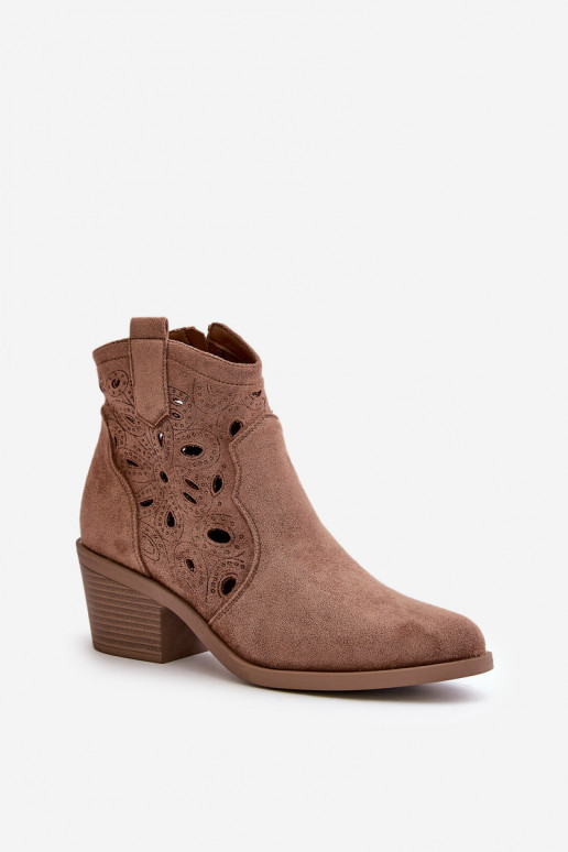 Féminin Boots en daim ajourées style coÀ-boy marron S.Barski HY42-086