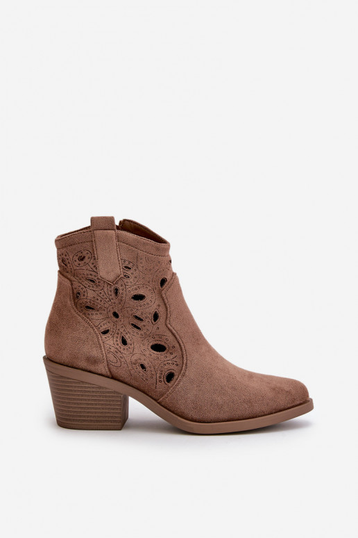 Féminin Boots en daim ajourées style coÀ-boy marron S.Barski HY42-086