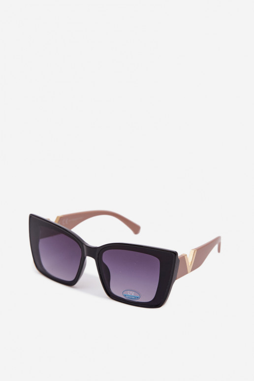 Des lunettes de soleil Féminin Oeil de chat Noir et-beige