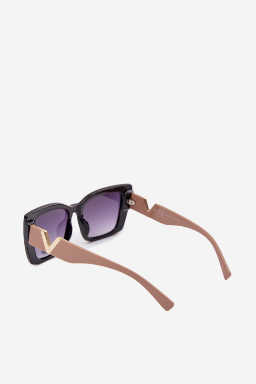 Des lunettes de soleil Féminin Oeil de chat Noir et-beige