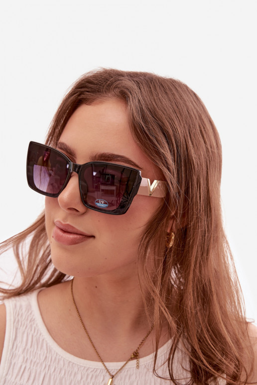 Des lunettes de soleil Féminin Oeil de chat Noir et-beige