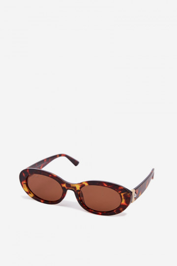 Lunettes de soleil pour femmes avec des perles artificielles couleur marron