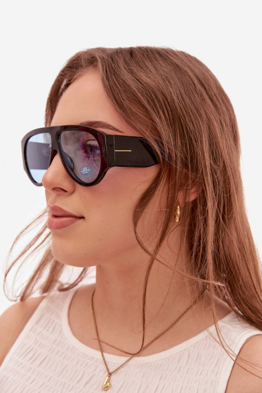 Féminin Des lunettes de soleil Noir et-couleur bleue