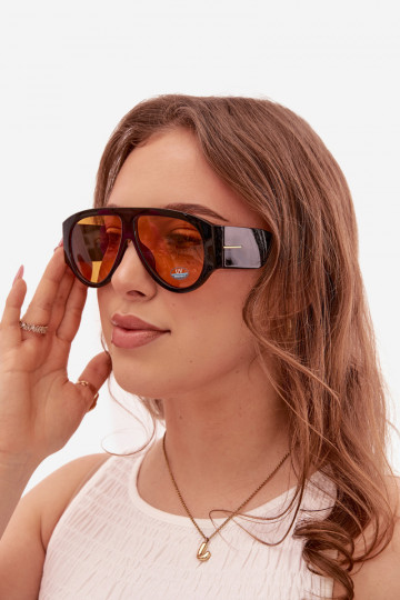 Féminin Des lunettes de soleil Noir et-couleur orange 2