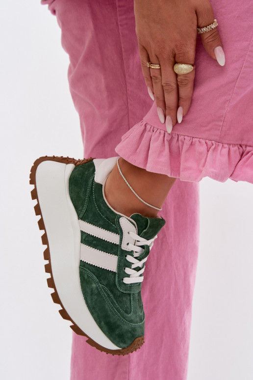 Chaussures modèle baskets en daim avec une plateforme D&A GR61-5986 couleur verte