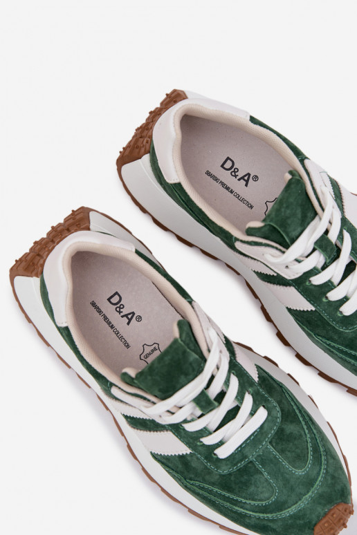 Chaussures modèle baskets en daim avec une plateforme D&A GR61-5986 couleur verte