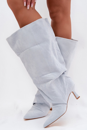 Bottes longues avec large tige et talons couleur bleu clair Harela 2