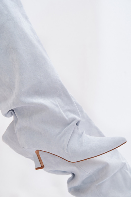 bottesSzeroką CholeÀką I Il fautrszczeniem avec des talons bleu clair Harela