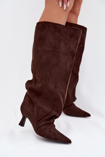 Bottes longues avec large tige et talons couleur chocolat Harela 2