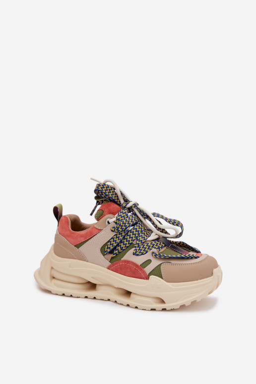 Peau Chaussures modèle baskets Féminin avec une plateforme D&A CR61-3133 beige