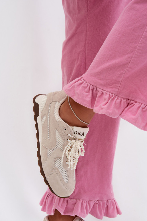 Peau en daim Chaussures modèle baskets Féminin MK61-0705 couleur grise