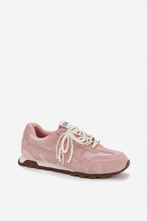Peau en daim Chaussures modèle baskets Féminin MK61-0705 couleur rose