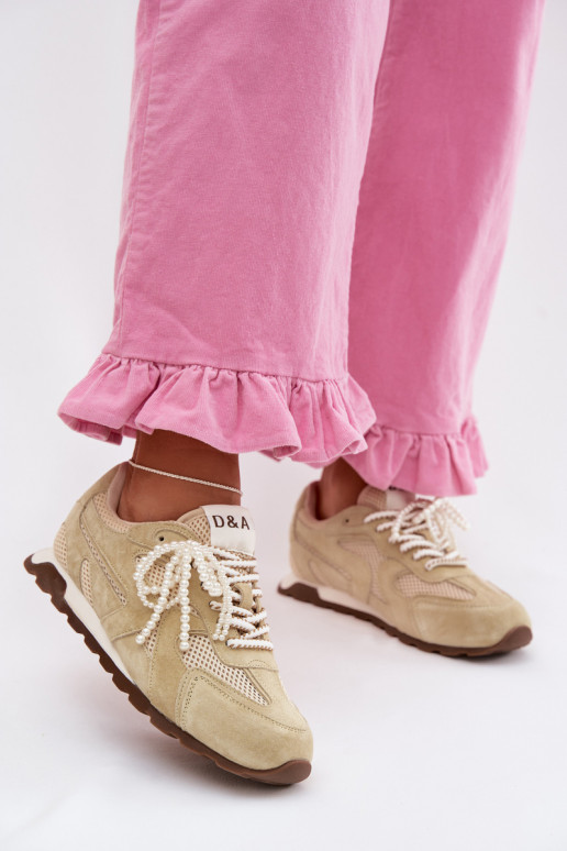 Peau en daim Chaussures modèle baskets Féminin MK61-0705 vert clair