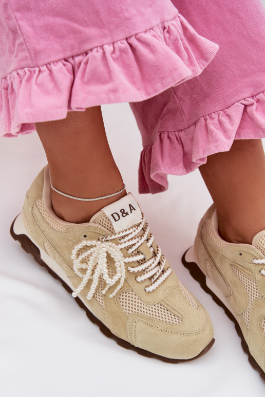 Peau en daim Chaussures modèle baskets Féminin MK61-0705 vert clair