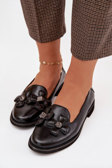 Chaussures pour femmes avec talons larges et motifs floraux couleur noire Tavillette