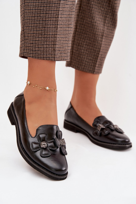 chaussures Féminin avec des talons larges Avec des décorationsi avec des motifs florauxami couleur noire Tavillette