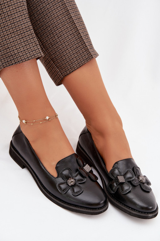 chaussures Féminin avec des talons larges Avec des décorationsi avec des motifs florauxami couleur noire Tavillette