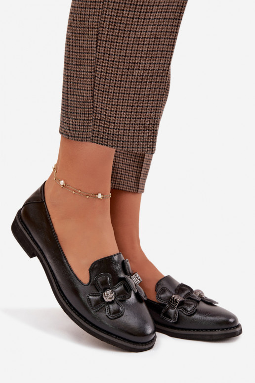 chaussures Féminin avec des talons larges Avec des décorationsi avec des motifs florauxami couleur noire Tavillette