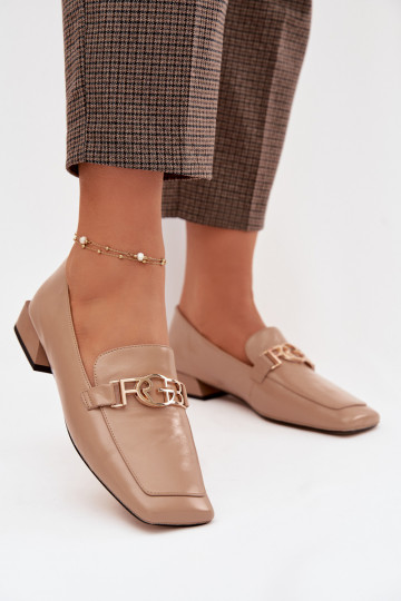 Mocassins en cuir pour femmes avec détails décoratifs D&A CR61-3125 couleur sable 2