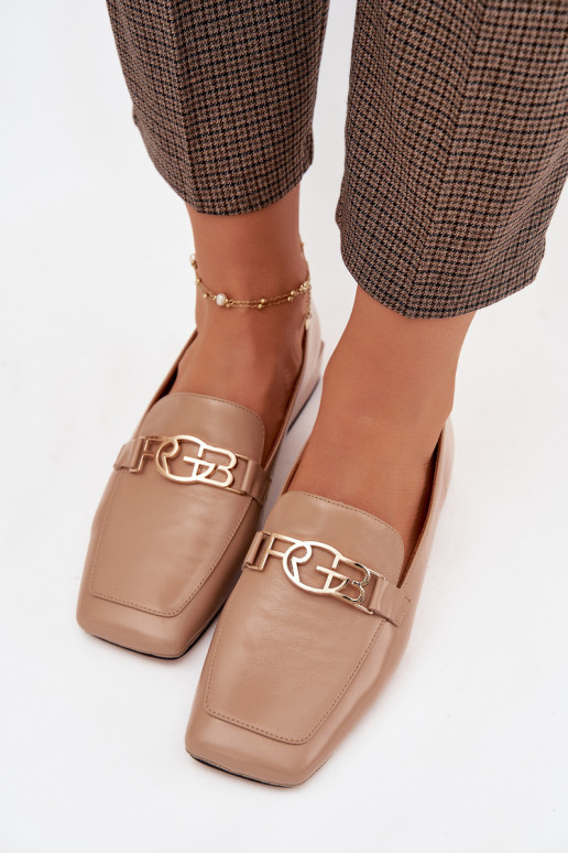 Peau mocassins pour femmes Avec des décorations Detalem D&A CR61-3125 beige