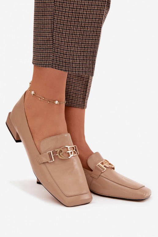 Peau mocassins pour femmes Avec des décorations Detalem D&A CR61-3125 beige