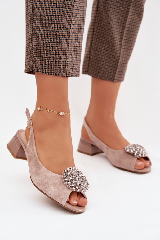 Sandales pour femmes Féminin Klocke avec des ornements D&A CR61-3030 beige