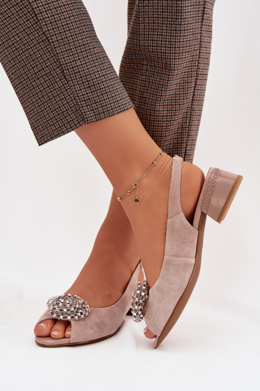 Sandales pour femmes Féminin Klocke avec des ornements D&A CR61-3030 beige