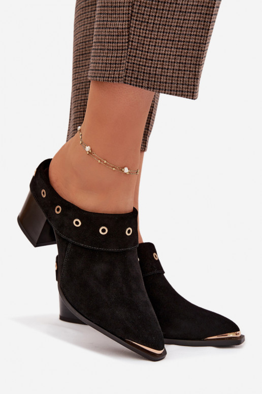 Pantoufles de Suèdes style coÀ-boy Féminin avec des talons D&A CR61-3059 couleur noire